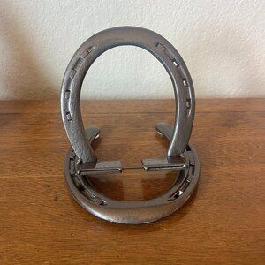 Reclaimed Real Horseshoe Phone & Tablet Stand Rustic Western Decor Amber